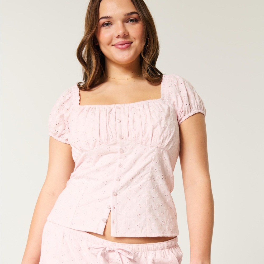Hollister Pink Eyelet Blouse